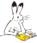 勉強しているウサギ